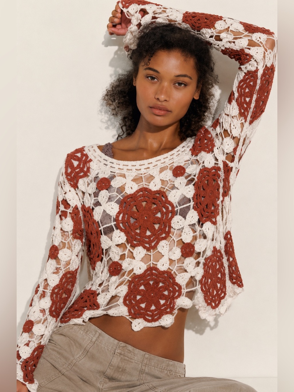 Rebellion Again Medium Boho Knit Sweater Long Sleeve Pullover